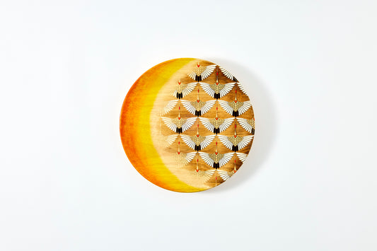 Decorative Plate – Flock of Cranes beneath a Crescent Moon