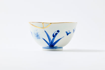 Gold Line Kosome Floral Garland Rice Bowl Imari Porcelain