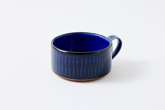 FD Blue Glaze Brush Soup Mug Hasami Porcelain