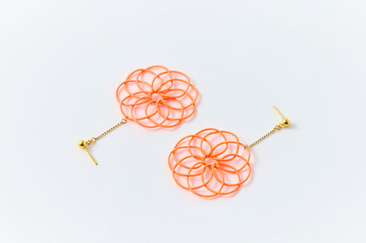 Hana Wind Chime | Post Pierced Earrings - Light Orange