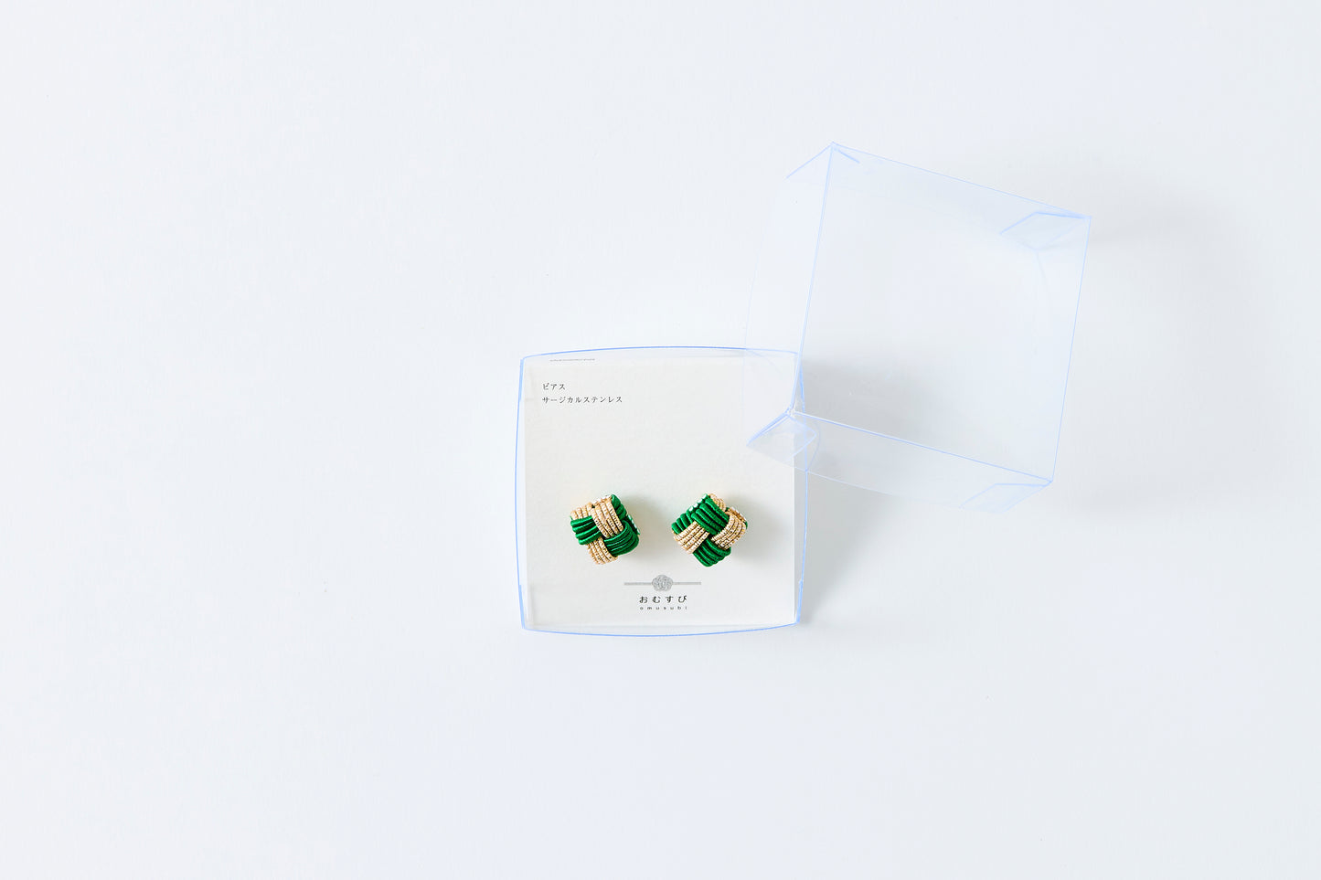 Ichimatsu | Pierced Earrings (Surgical Stainless Steel) - Green & Gold