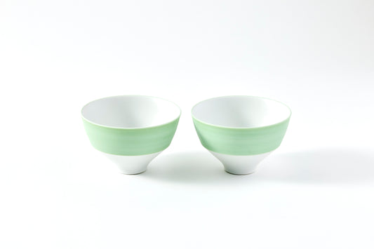 Set of 2 Stepped Rice Bowls - Pearl Green