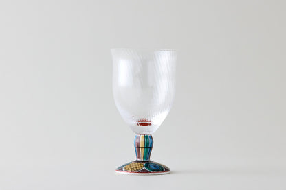 Free Glass Large (Diagonal Cut) - Ko-Kutani Circle Motif