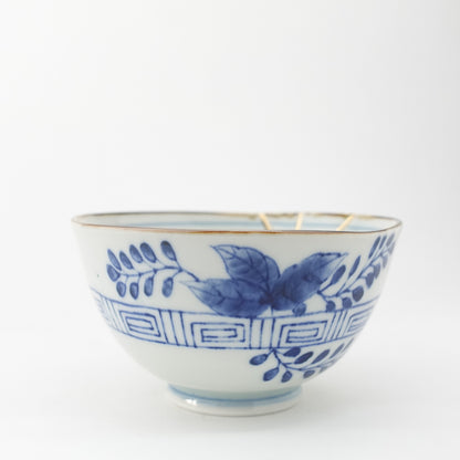 Gold Line Kosome Bush Clover Rice Bowl Imari Porcelain