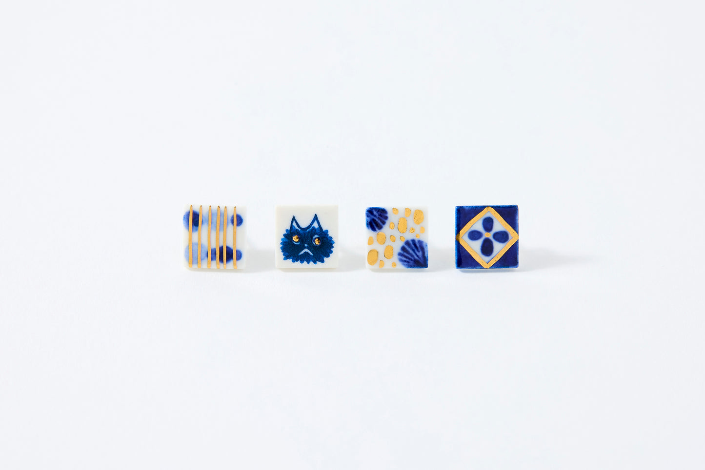 Hand-Painted Mini Tile Cat Earrings