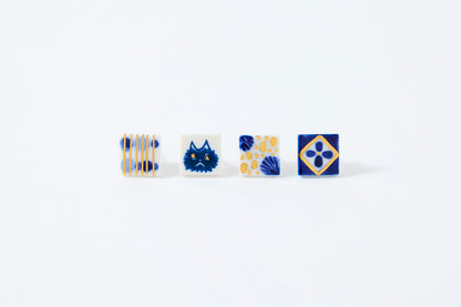 Hand-Painted Mini Tile Cat Earrings