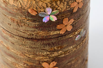Tea Canister Full Cherry Bark Frosted (Large) – Shell-Inlaid Scattered Petals