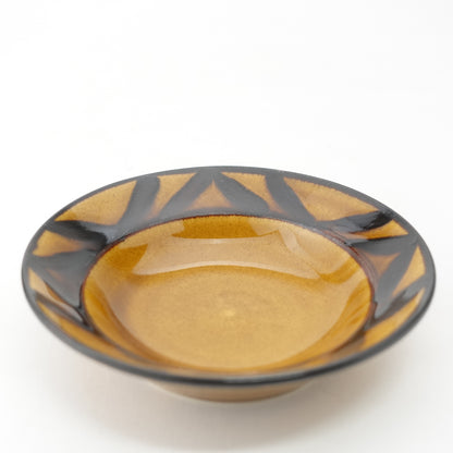 Arrow Feather Motif Amber Glaze Cup & Saucer Hasami Porcelain