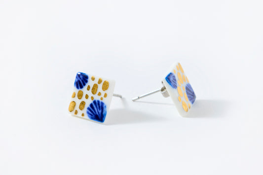 Hand-Painted Mini Tile Sandy Beach Earrings