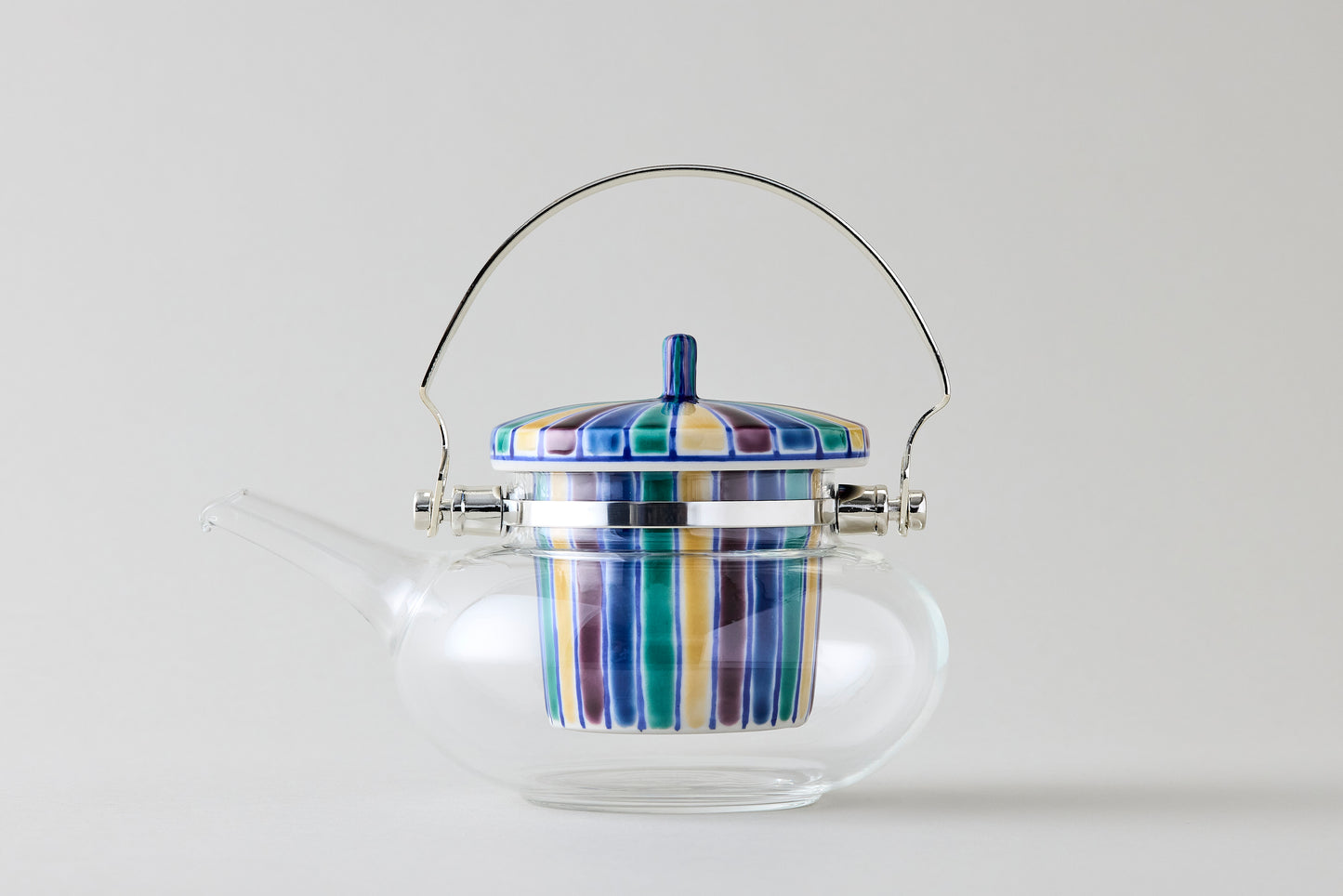 Kutani Glass Teapot - Iroe Tokusa Motif Blue