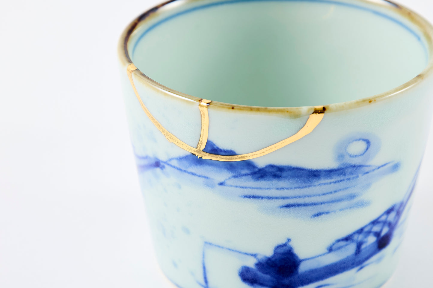 Gold Line Kosome Landscape Sobachoko Imari Porcelain