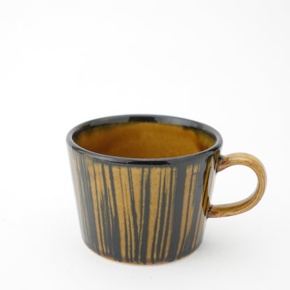 Striped Amber Glaze Cup & Saucer Hasami Porcelain