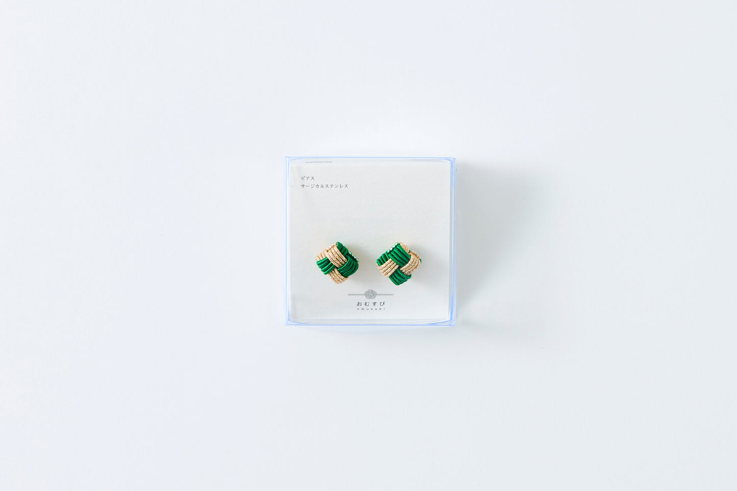Ichimatsu | Pierced Earrings (Surgical Stainless Steel) - Green & Gold